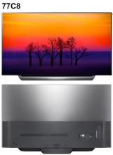 Front and back view of the LG Smart TV 77C8